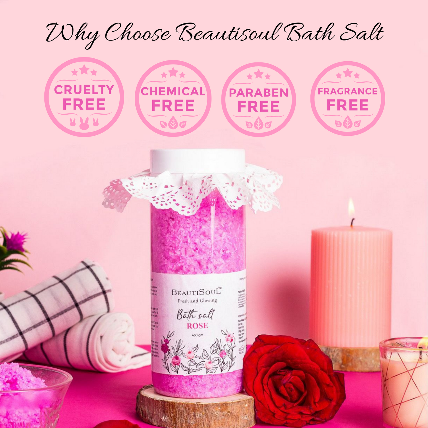 Beautisoul Rose Bath Salt 450 g