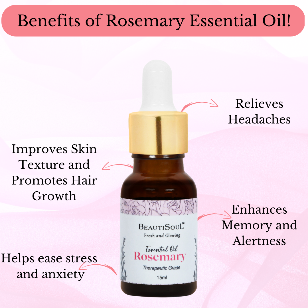 Beautisoul Rosemary Essential Oil for Hair Growth, Skin Hydration and Nourishment - 15 ml
